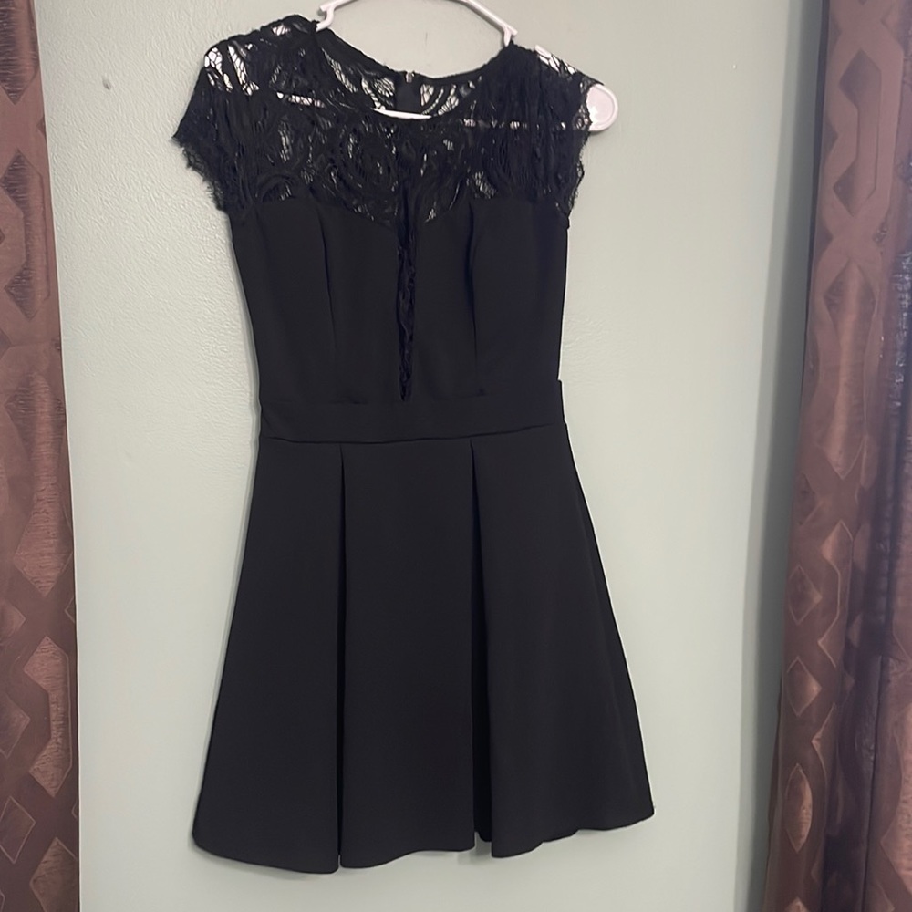 Black Lace Neckline Dress